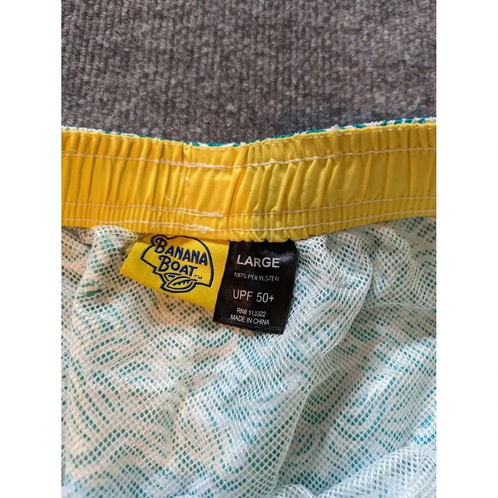 Banana Boat Mens Size Large Green Floral Pattern Swim Trunks